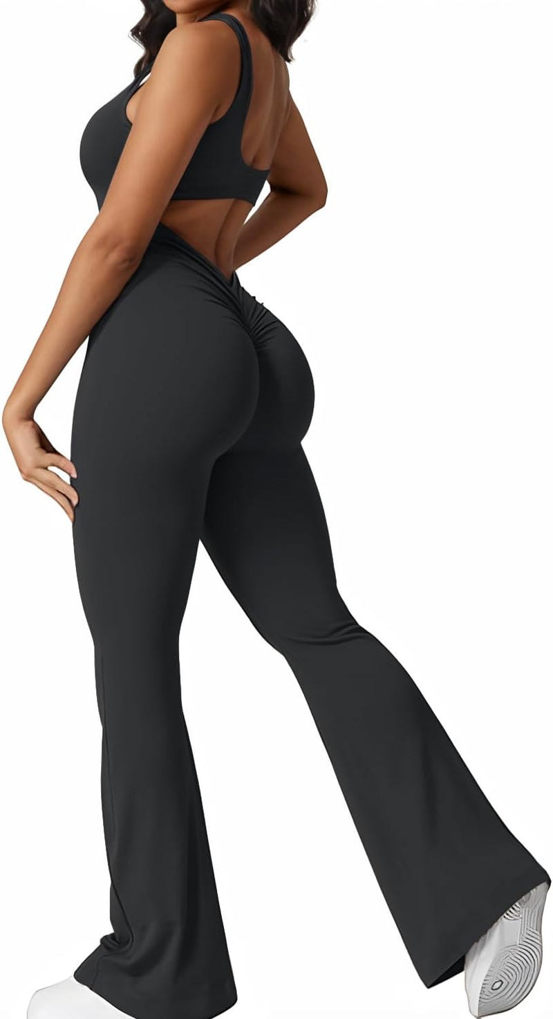 V-Back Jumpsuit – Peach Scrunch Design