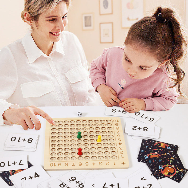 Luckyidays Wooden Montessori Multiplication Board Game